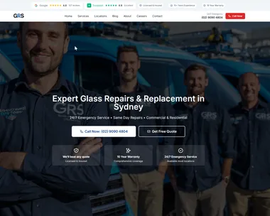 Glass Replacement Sydney - Trades website design