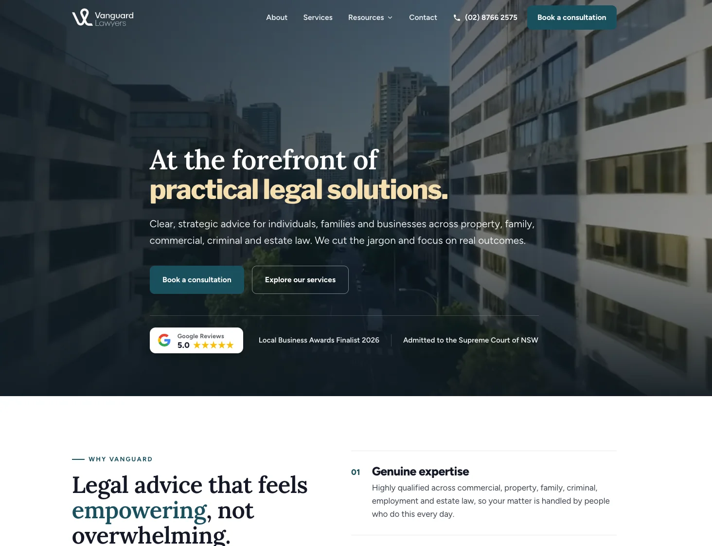 Screenshot of Law Firm Website website homepage